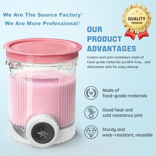 4 Pack Creami Swirl Pints & Lids for Ninja, Compatible with NC700 Series Ninja S