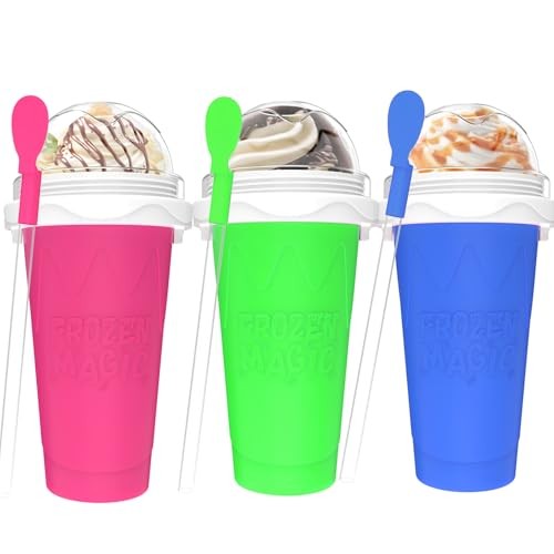 3PCS Slushie Maker Cup – DIY Magic Quick Frozen 350 ml Blue+Pink+Green