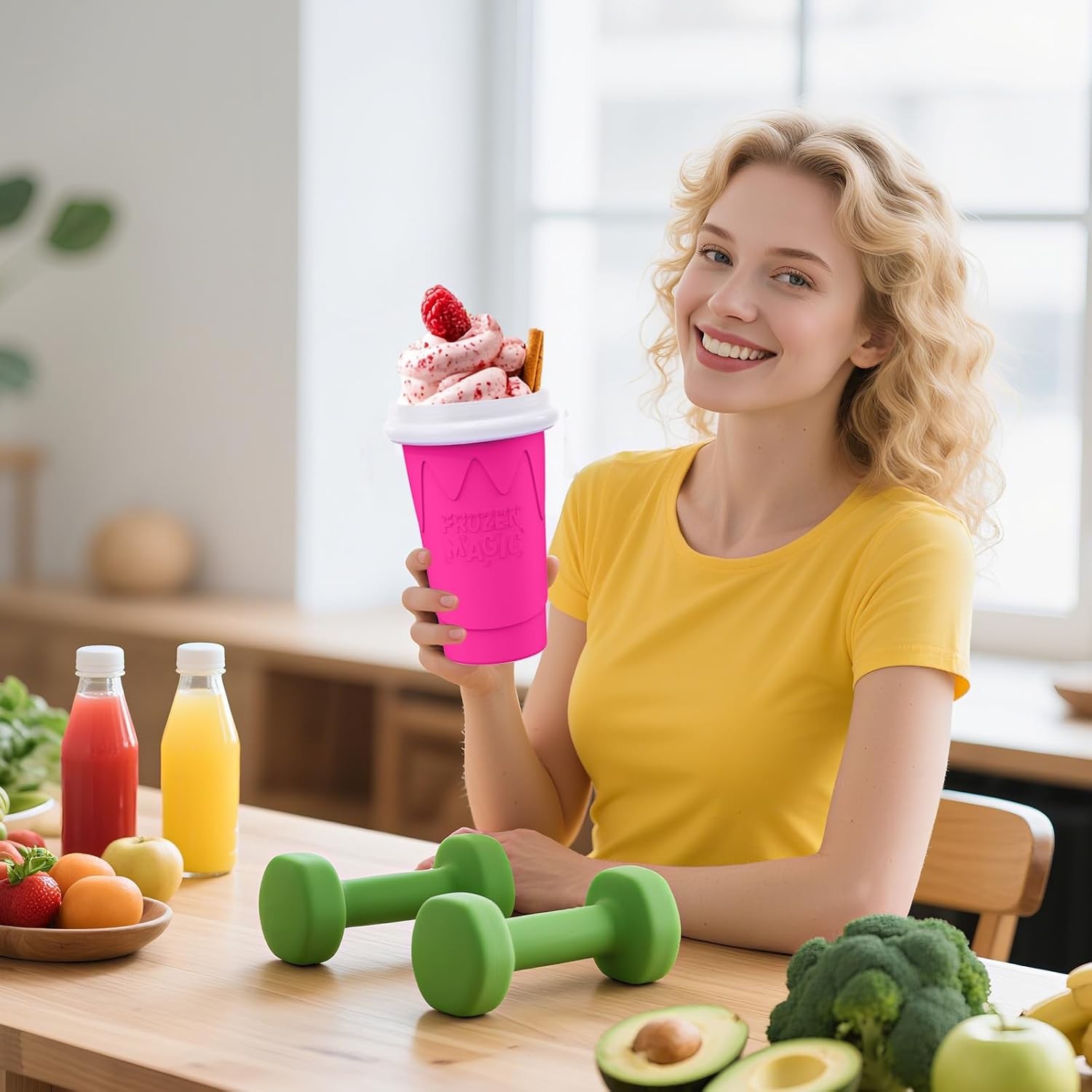 500ML Slushie Maker Cup- DIY Magic Slushy Maker Squeeze Cups, Portable Smoothie