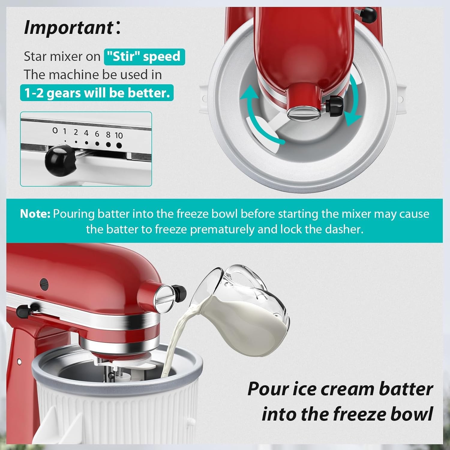 Ice Cream Maker Attachment for Kitchenaid Stand Mixer – Compatible with 4.5 Qt a