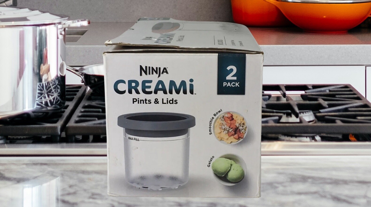 Ninja CREAMi Pints & Lids 2 Pack Gray NC300 NC301 Series NEW 16oz Set