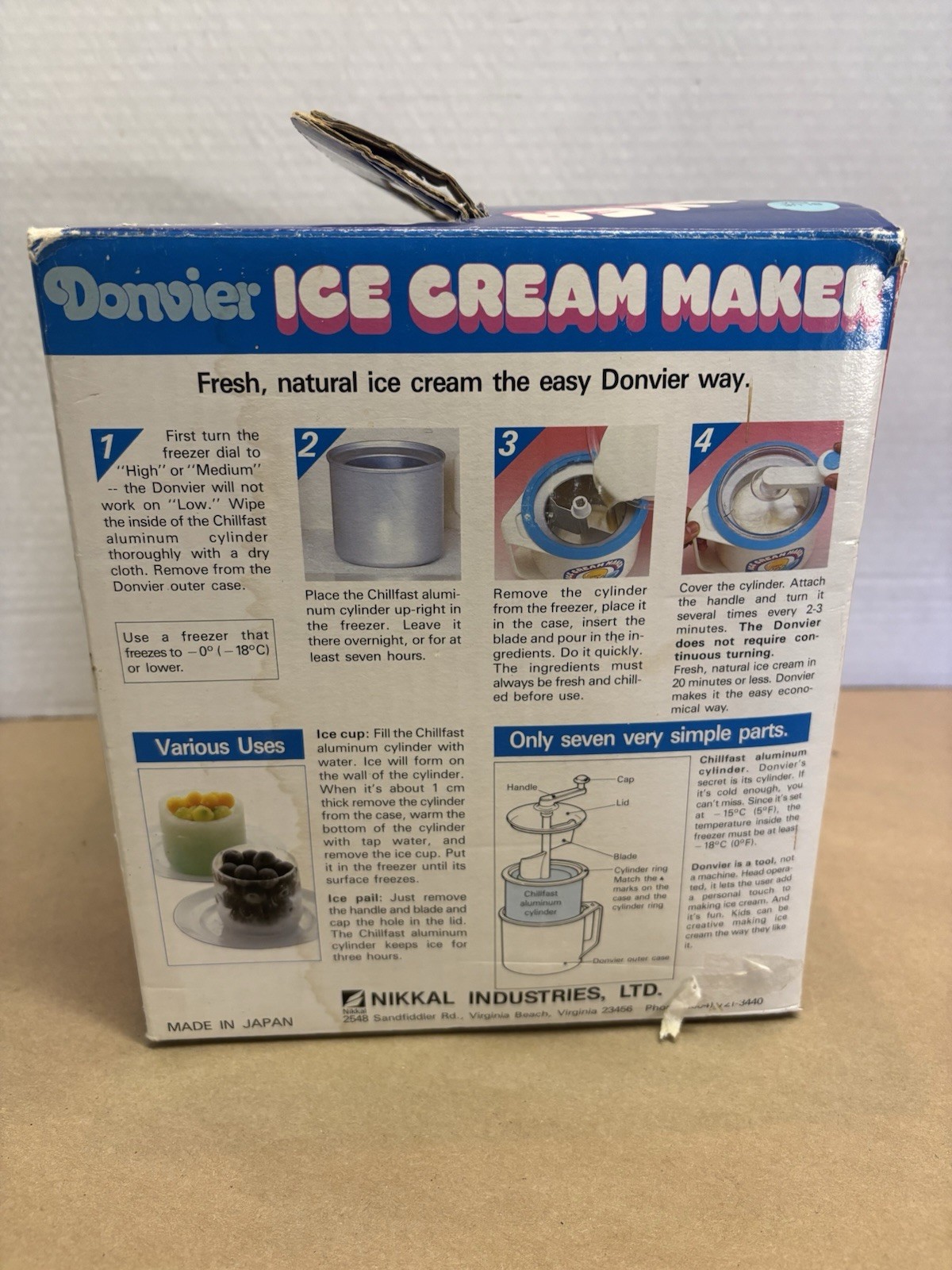 Vintage Donvier Chill-Fast 2 Pint ICE CREAM MAKER – Hand-Cranked (BLUE RIM)