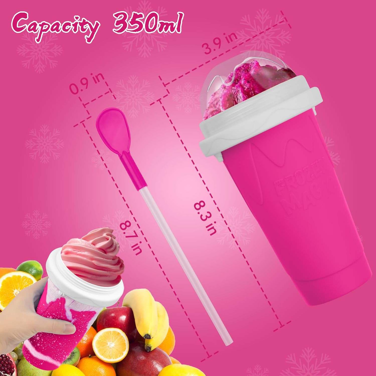2PCS Slushie Maker Cup,DIY Magic Quick Frozen Smoothies Cups for Homemade Milk S