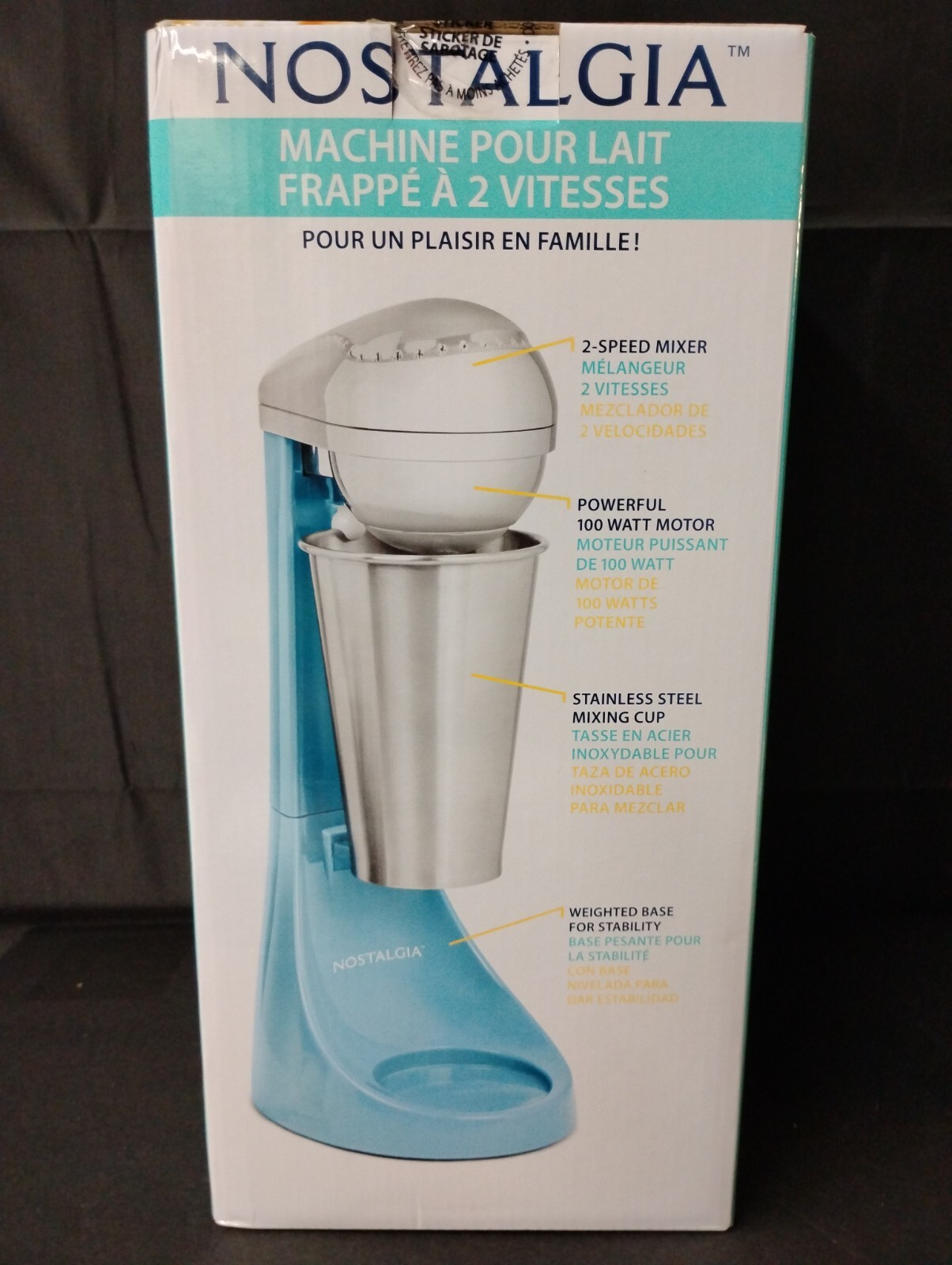 NIB Nostalgia Retro Electronic 2 Speed Milkshake Maker W/Stainless Steel Cup