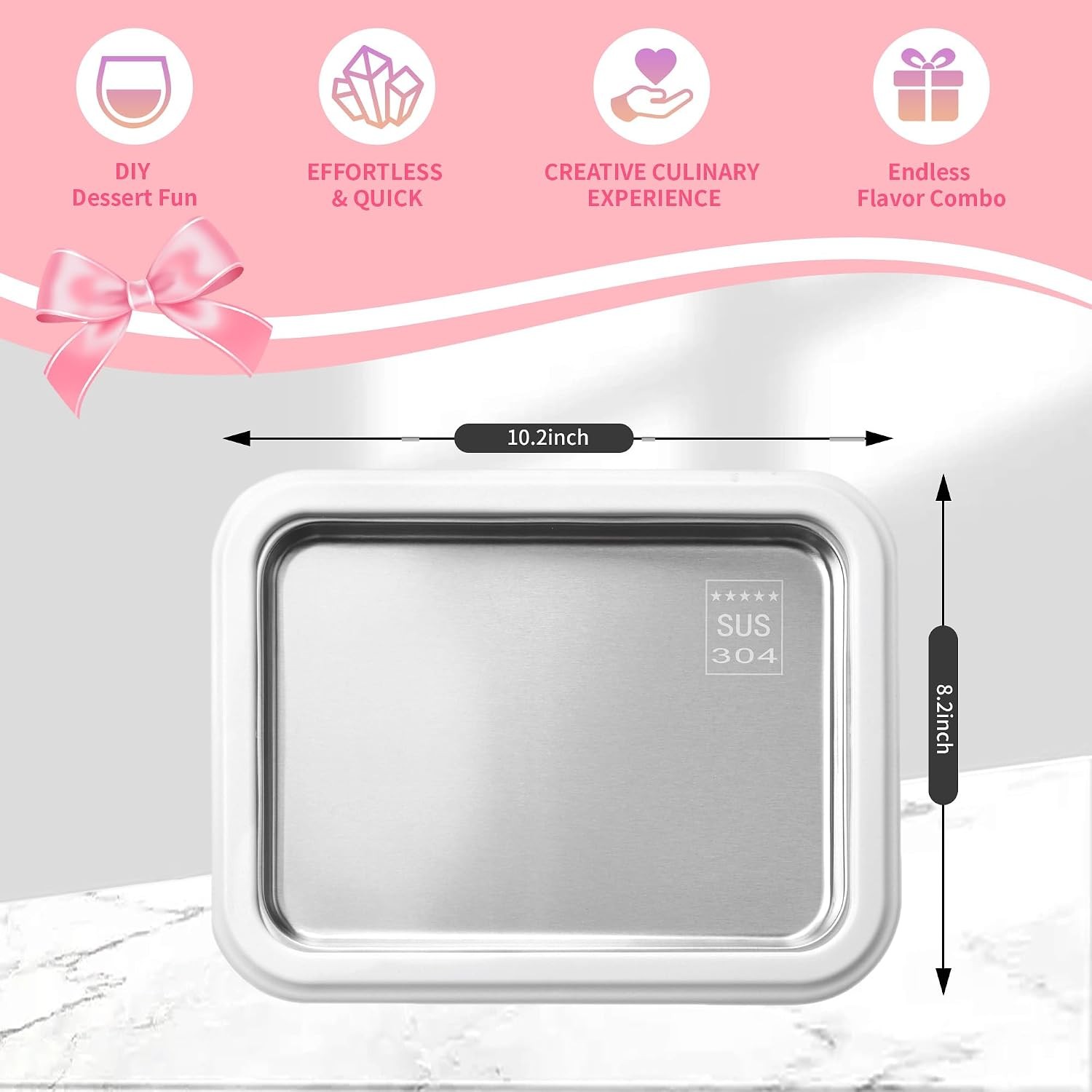 Rolled Ice Cream Maker Kit, DIY Ice Cream Roll Tray with 2 Scrapers, DIY