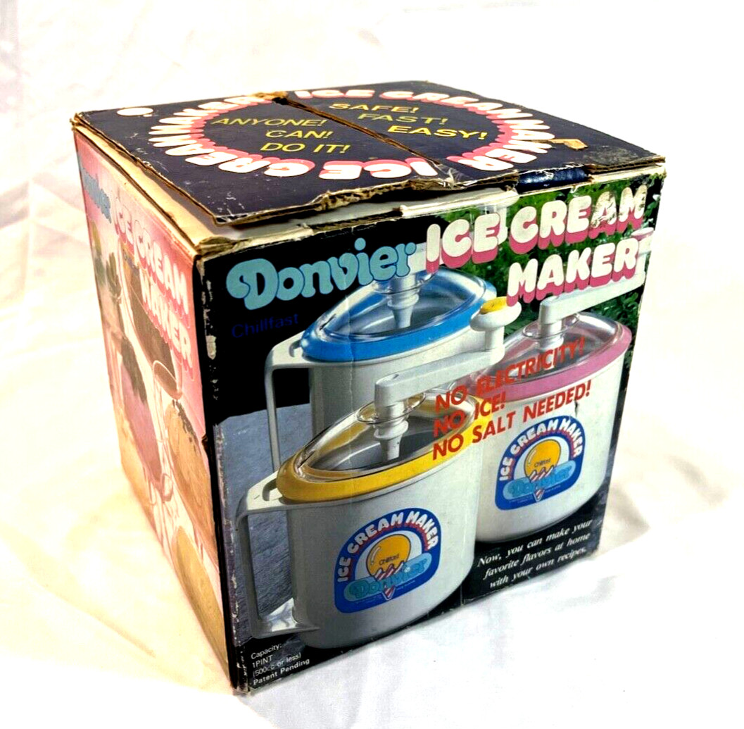 1 Pint Donvier ChillFast Ice Cream Maker WHITE with Original Box Instructions