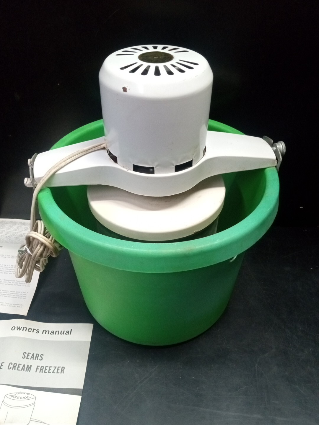 Vintage Sears Roebuck Electric Ice Cream Freezer Maker Model 245.1928 USA 4qt