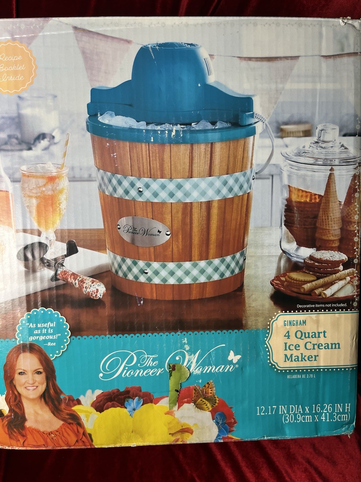 Pioneer Woman 4 Quart electric Ice Cream Maker, Sweet Rose NEW