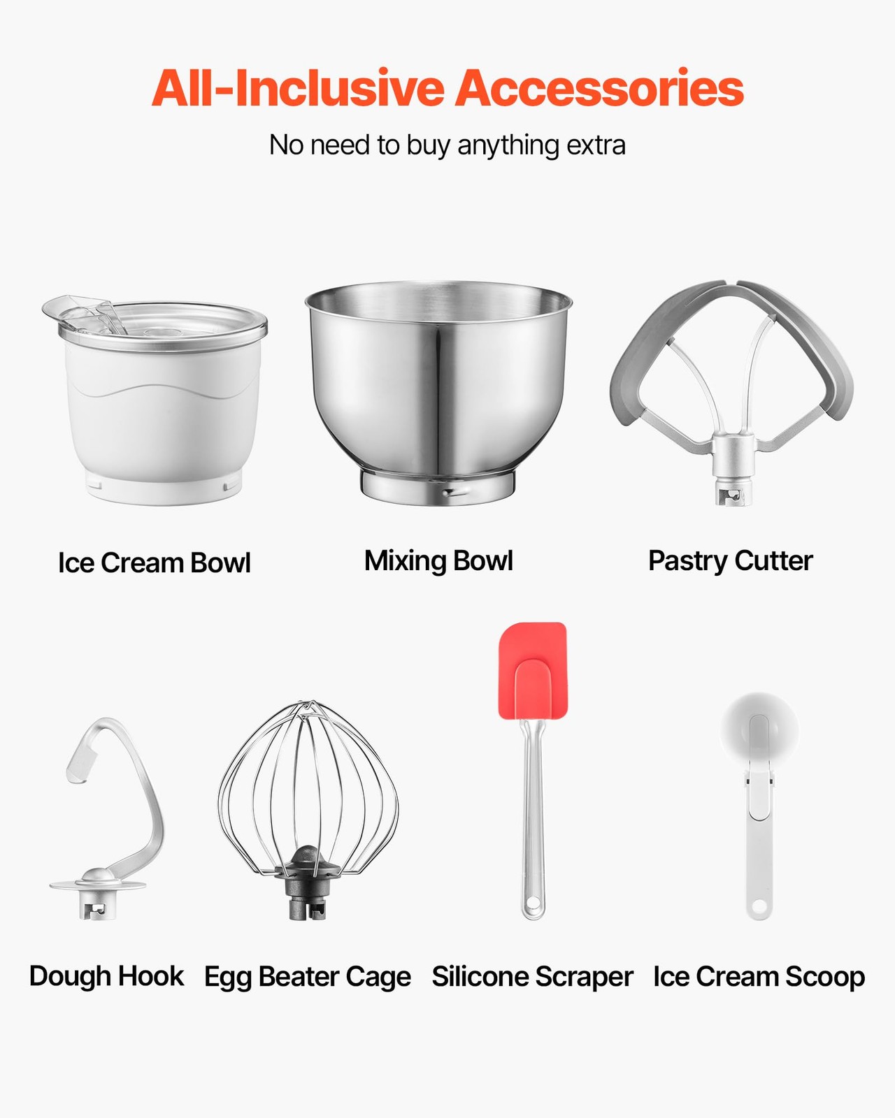VEVOR Ice Cream Maker, 1.8 Qt. Capacity, 6-Speed Electric Stand Qt, Grey