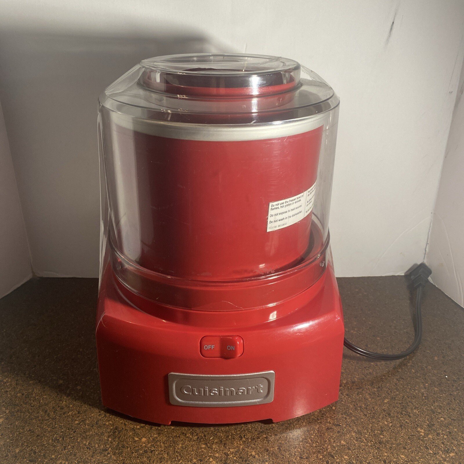 Red Cuisinart ICE-21 Frozen Yogurt-Ice Cream and Sorbet Maker–used a few times
