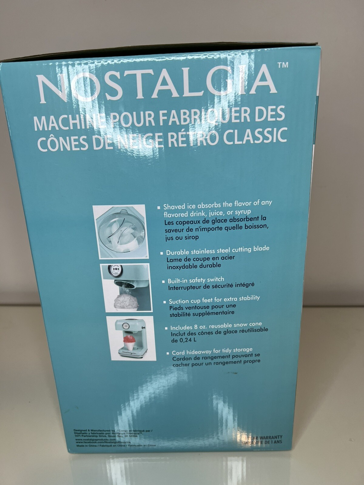 Nostalgia Snow Cone Machine Shaved Ice Classic Retro Single Aqua Teal w Box